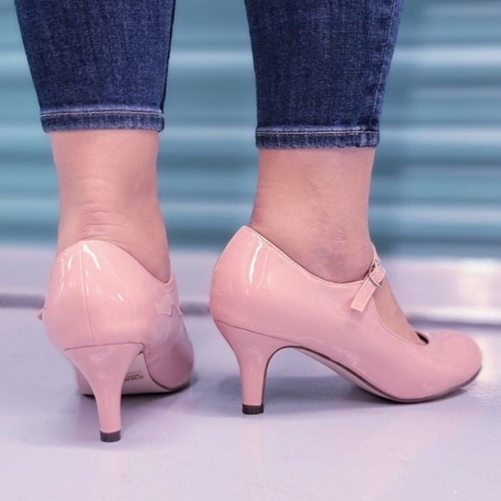 Women's Low Heel Mary Jane Pumps Mauve Color - Picture 3 of 4